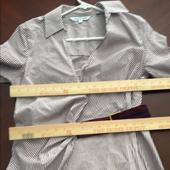 Veronica Beard jacinda Striped High Low Dress - Red White belted shirtdress - Picture 7 of 10